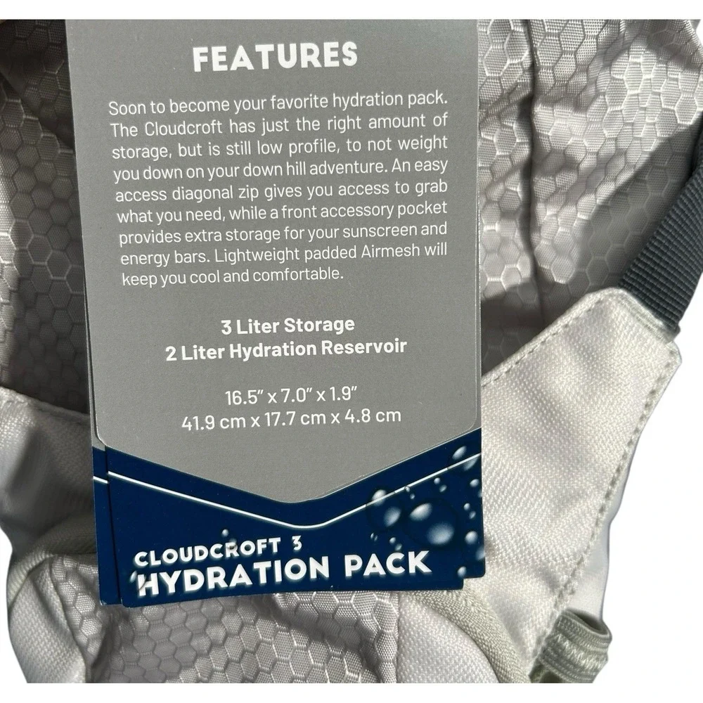 Timber Ridge Cloudcroft 3L Hydration Pack Backpack Gray Olive 67oz Reservoir‎